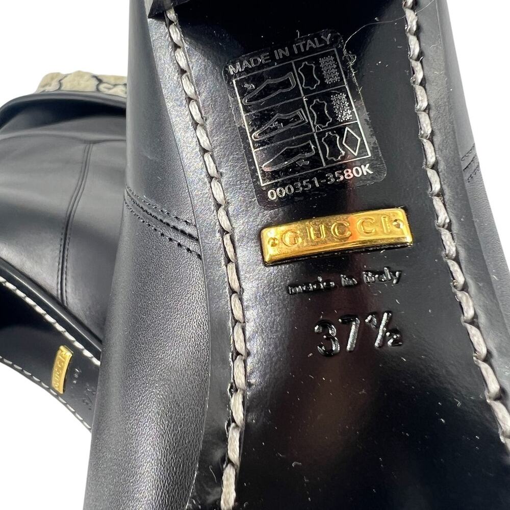 Gucci GG Shearling Leather Fold Over Ankle Boots Nero 37.5 - Picture 15 of 16